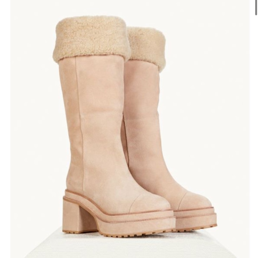 CULT GAIA SOMMAR SUEDE LEATHER/SHEARLING FOLD OVER STYLE BOOTS SIZE EU 39